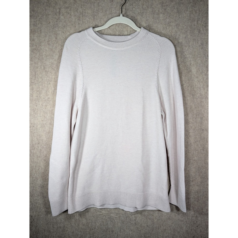 Lululemon Mens Textured Knit Crewneck Sweater Heathered Natural Ivory LM3ENFS S